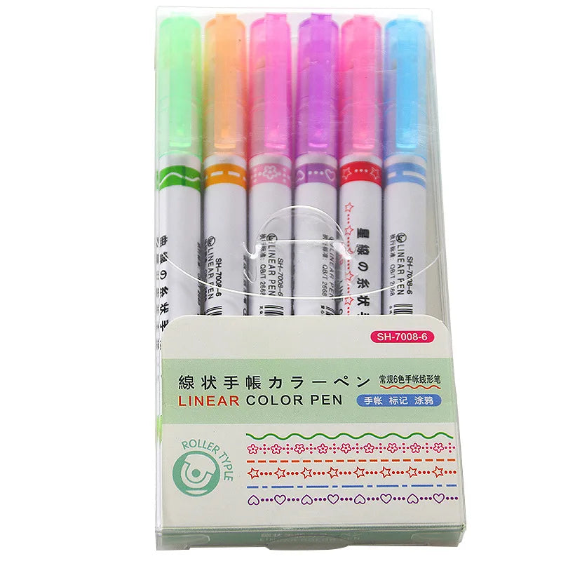 DIY Pattern Linear Color Pen 6pcs - LAS