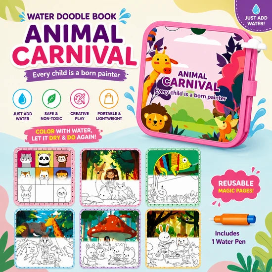 Water Doodle Animal Reusable Coloring Book