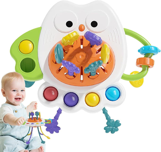 Owl Pull String Sensory Multiple Activity Rattle CAB
