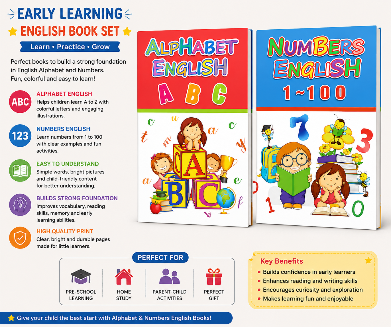 Alphabet & Numbers English Learning Book Set – RHAC