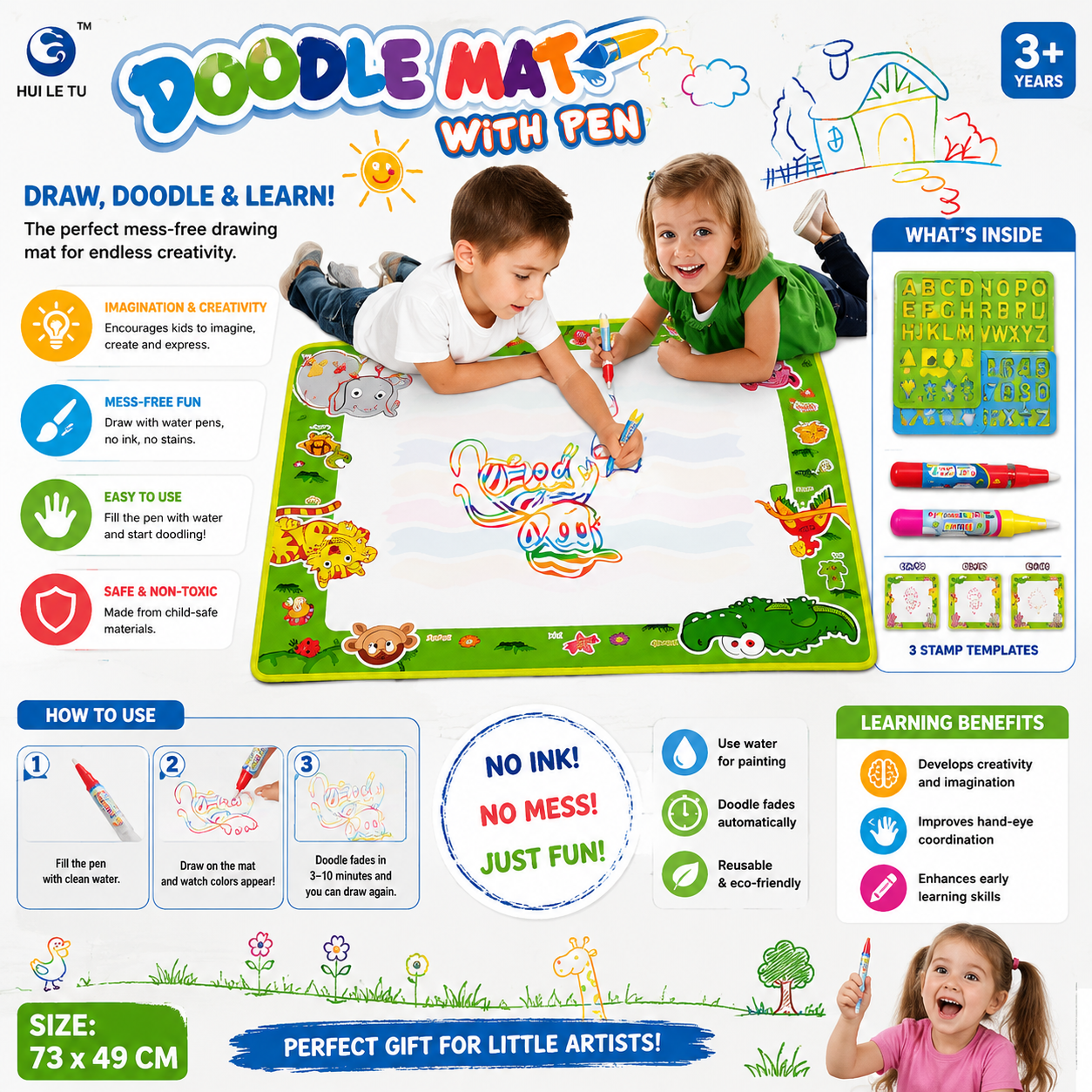 Magic Water Doodle Mat with Pen - LTT