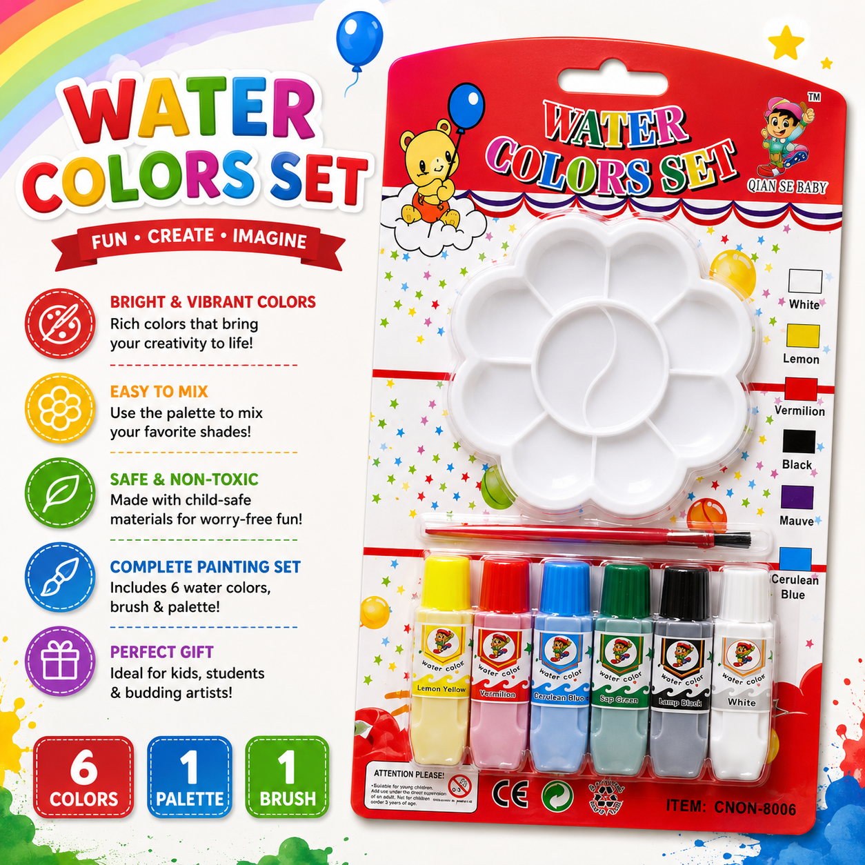 DIY Watercolor Painting Tube Set - 6pcs