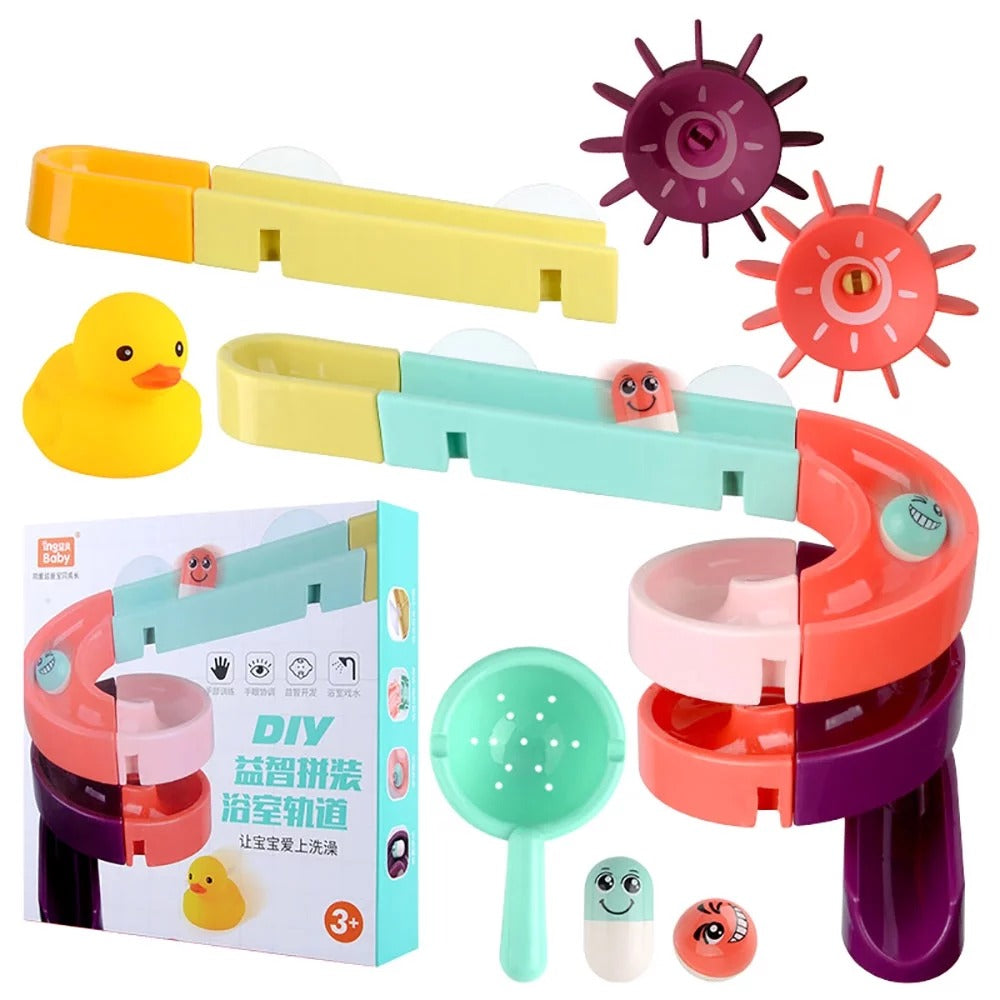 DIY Wall Sucking Orbit Bath Slideway Toy