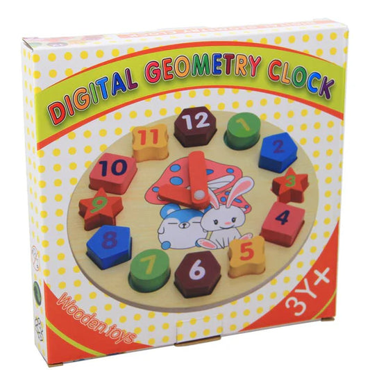 Wooden digital geometry clock LAS