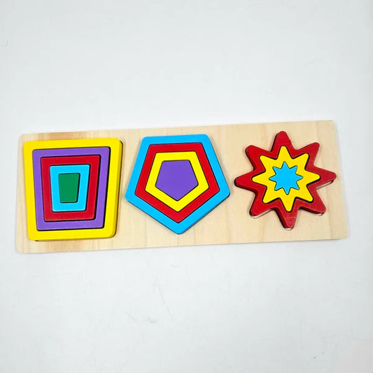 Wooden 3in1 geometrical shape puzzle LAS