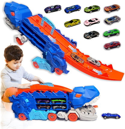 Dinosaur Carrier Track Truck with 4 Cars