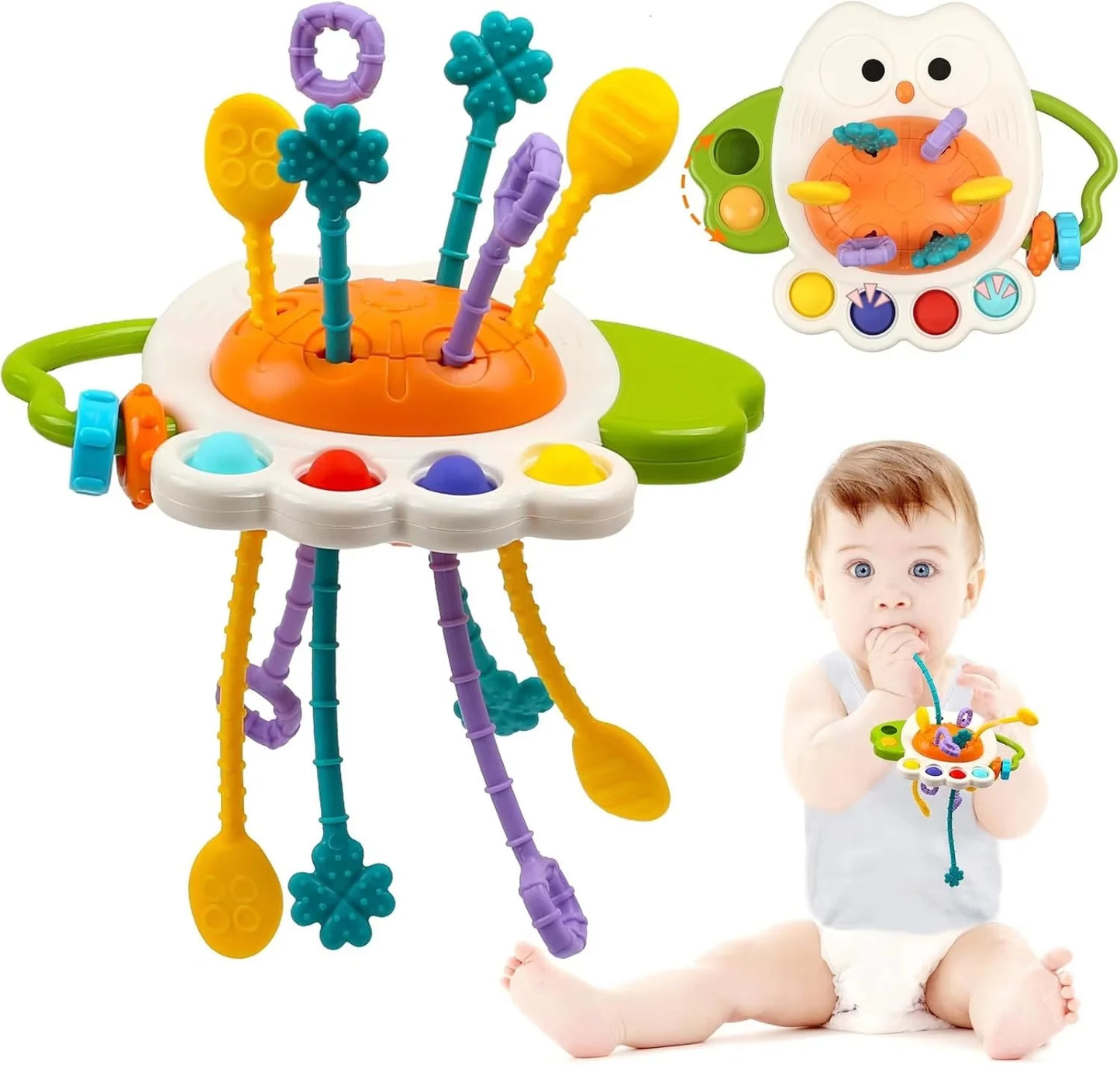 Owl Squeezing Pull String Sensory Activity Toy