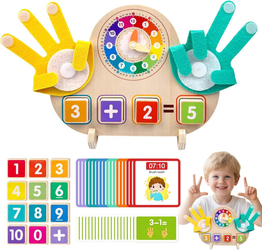 Wooden Clock and Finger Arithmetic Operation Learning Kit