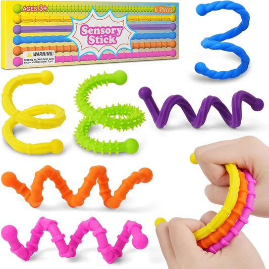 Rubber Twist Sticks Sensory 6 Piece