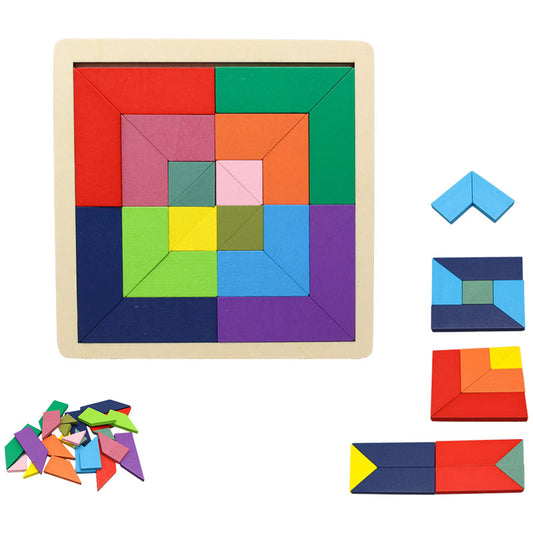 Wooden colorful mind pattern blocks LAS