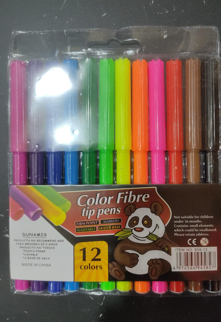 Color fibre tip marker 12 piece LAS-858-12