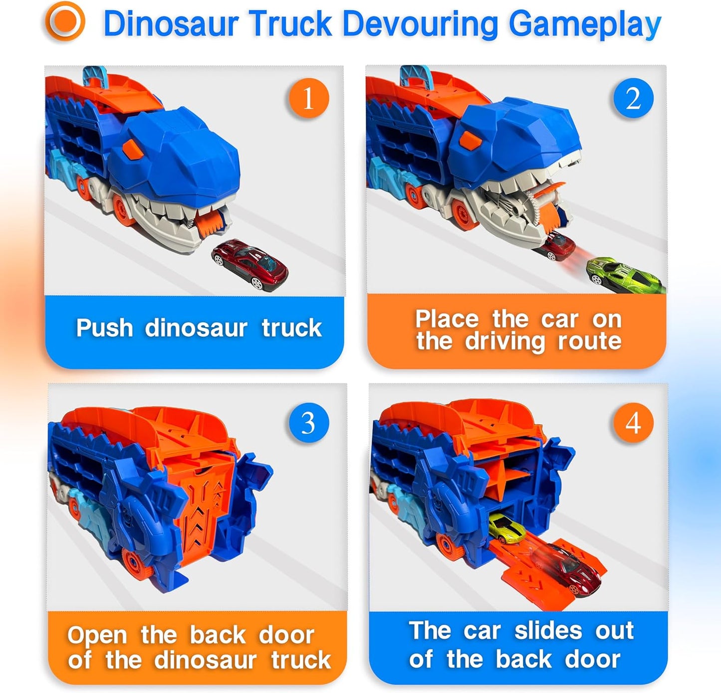 Dinosaur Carrier Track Truck with 4 Cars