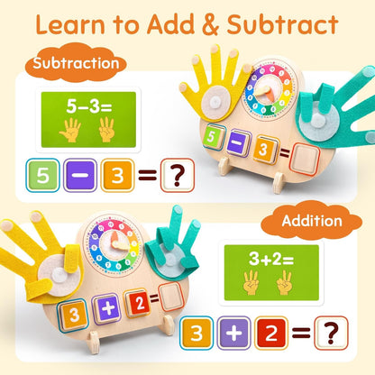 Wooden Clock and Finger Arithmetic Operation Learning Kit