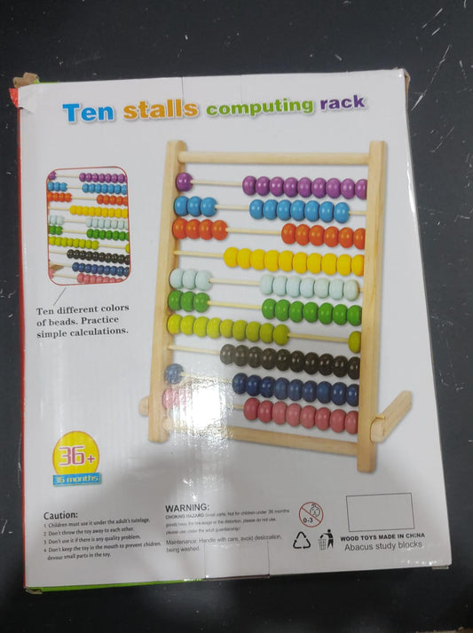 Wooden abacus ten stalls computing rack LAS