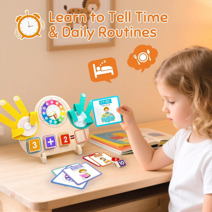Wooden Clock and Finger Arithmetic Operation Learning Kit