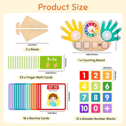 Wooden Clock and Finger Arithmetic Operation Learning Kit