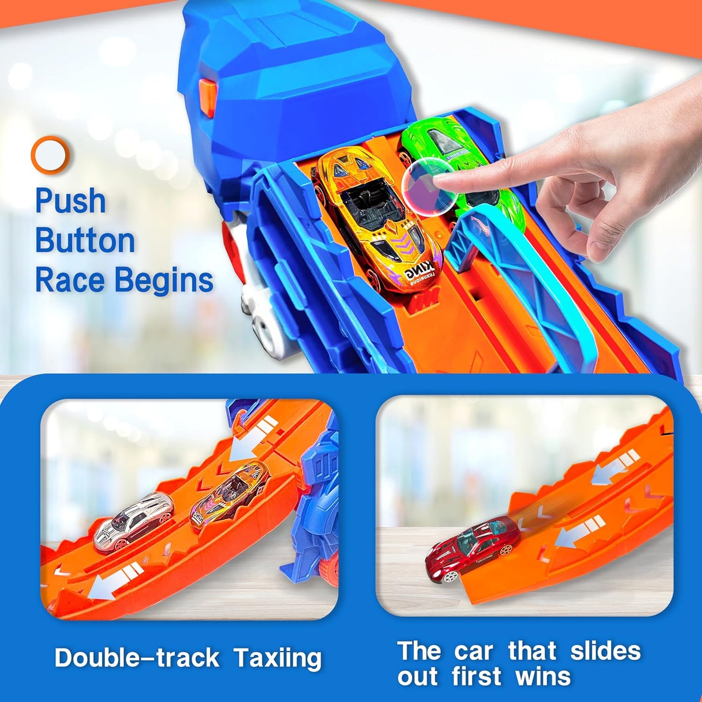 Dinosaur Carrier Track Truck with 4 Cars