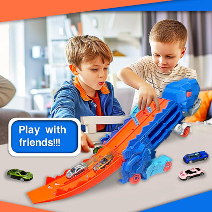 Dinosaur Carrier Track Truck with 4 Cars