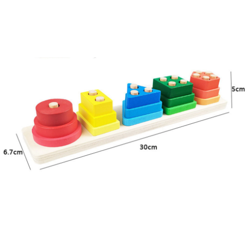 Geometric Four Column Wooden Stacking Toy - RHAC