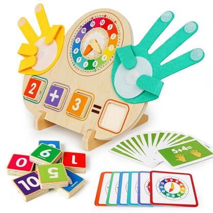 Wooden Clock and Finger Arithmetic Operation Learning Kit