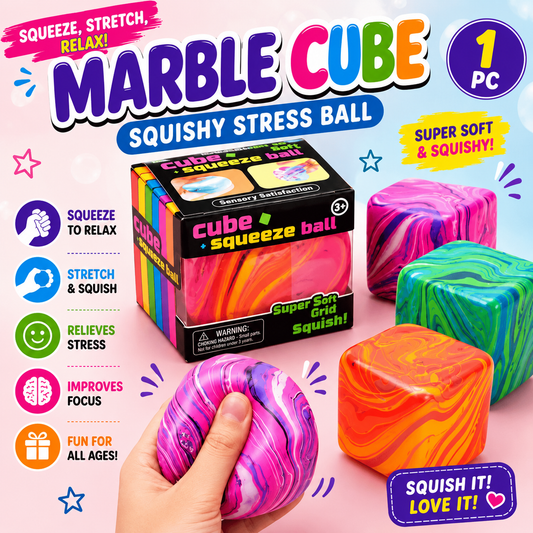 Squishy Marble Ice Cube Stress Relief Sensory Fidget Toy - 1 Pc