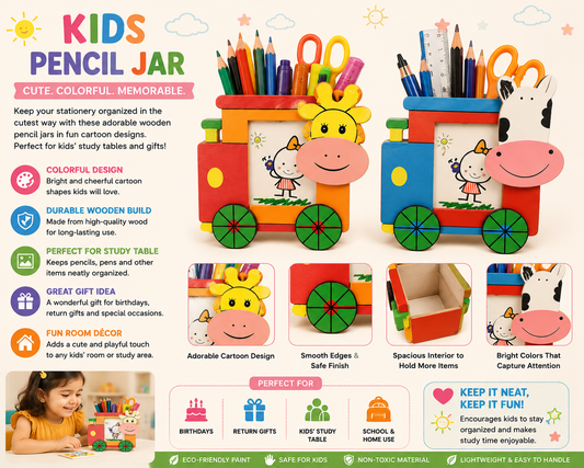 Kids Wooden Pencil Jar Organizer - RHAC