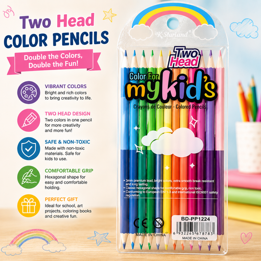 Two Head Color Pencils Set for Kids – Double Sided Coloring Pencils 12 pcs