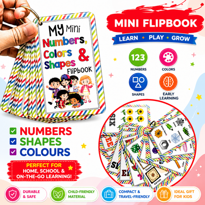 My Mini Numbers, Colors & Shapes Learning Flipbook -27pcs