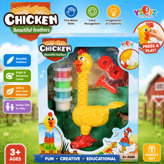 Chicken Beautiful Feathers Play Dough Toy Set
