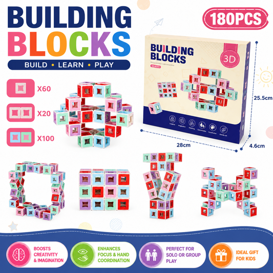 3D Interlocking Building Blocks 180pcs