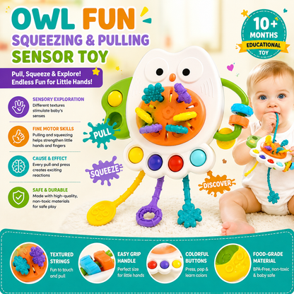 Owl Squeezing Pull String Sensory Activity Toy