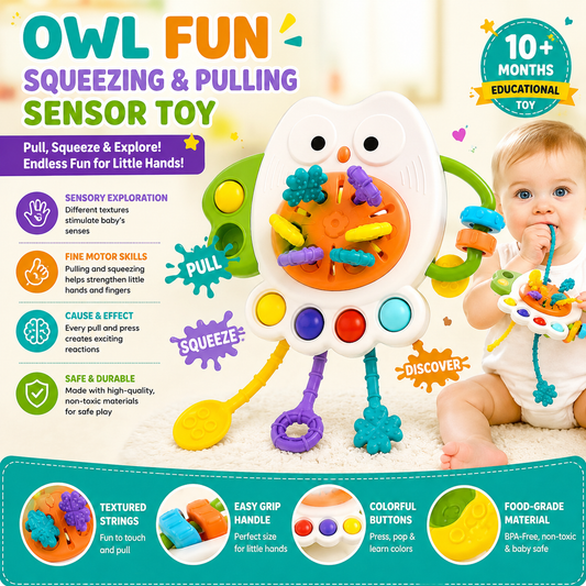 Owl Squeezing Pull String Sensory Activity Toy