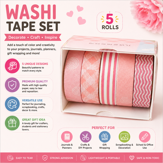 Decorative Washi Tape Set 5pcs - LAS