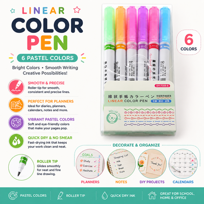 DIY Pattern Linear Color Pen 6pcs - LAS