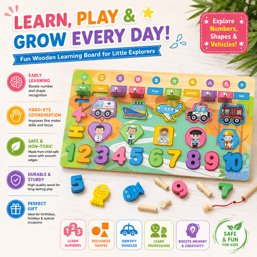 5in1 Multifunctional Number and Shape Learning Board  - LAS