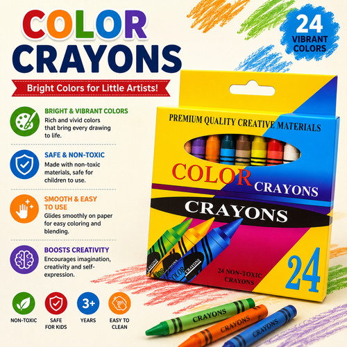 Colorful Crayons Pencils 24pcs - LAS