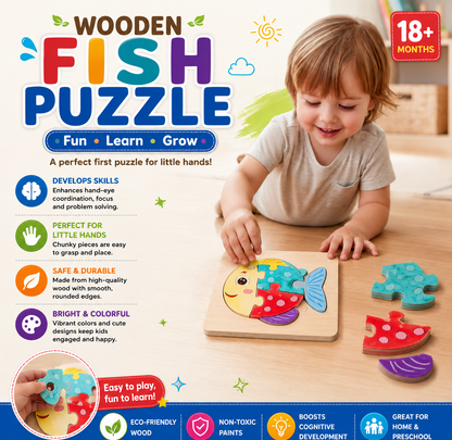 Wooden Fish Jigsaw Puzzle for Toddlers - LAS