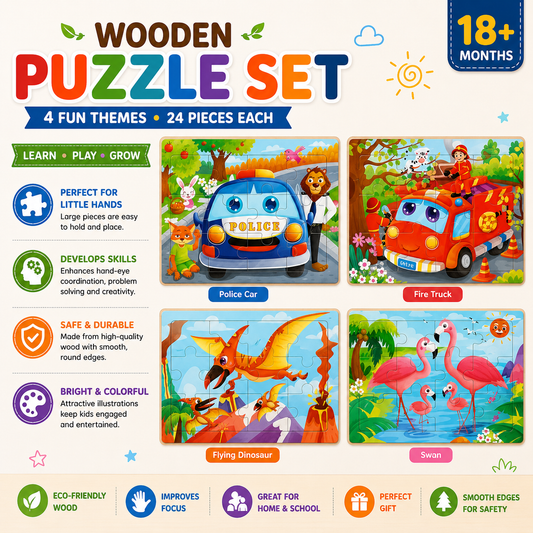 Wooden Mini Jigsaw Puzzle Set - LAS