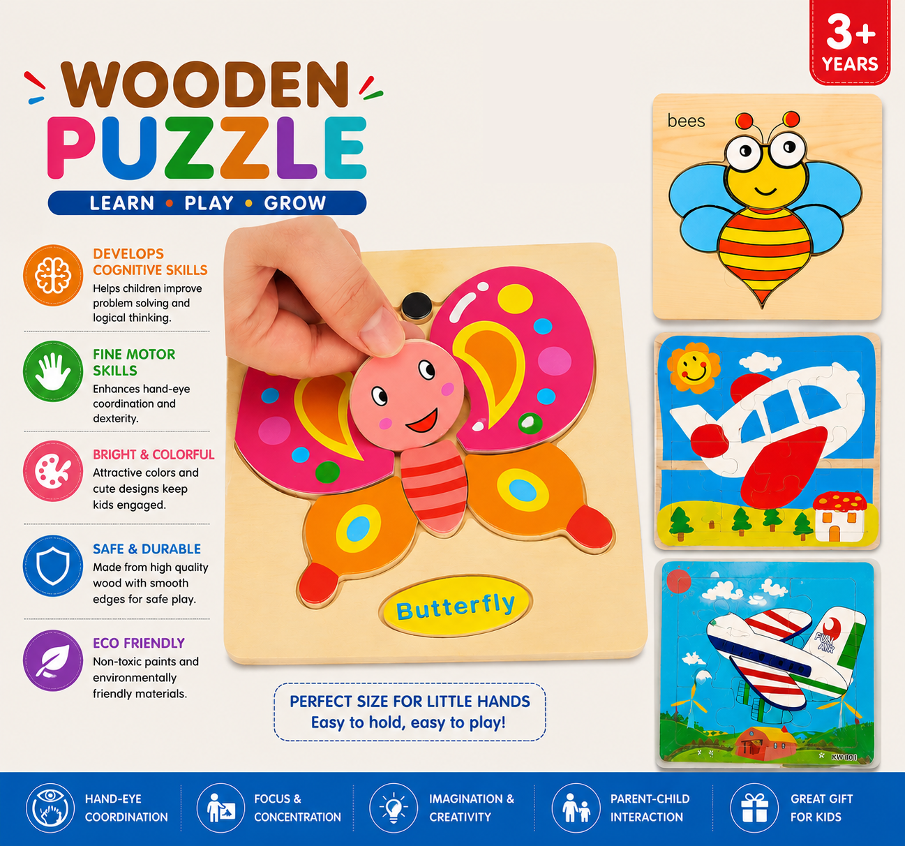 Mini Wooden Jigsaw Puzzle Set - LAS