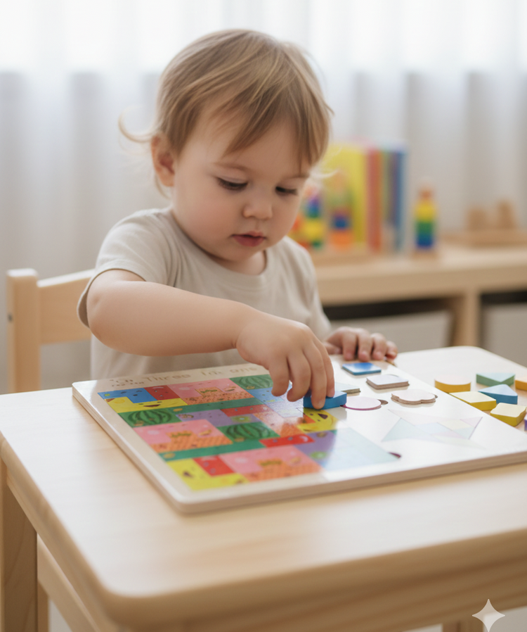 3in1 Wooden Geometric Shape Puzzle Board LBT-1147-6