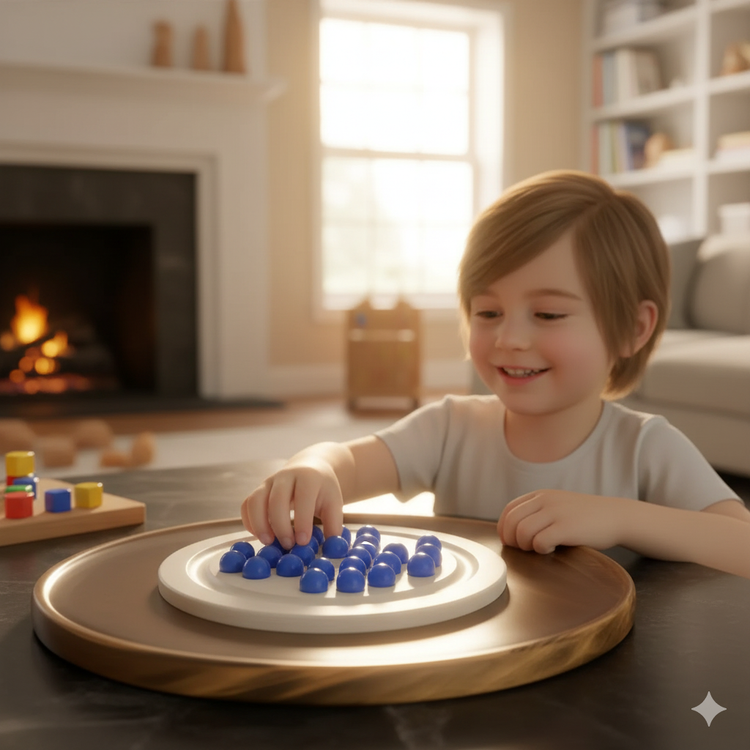 Marble Solitaire Wooden Board Family Game