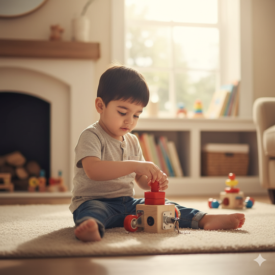 Wooden Montessori Sensory Busy Cube for Toddlers
