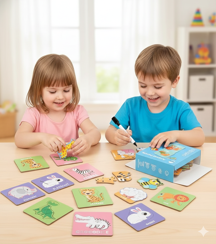 2in1 Jigsaw Puzzle and Drawing Card Game CAB