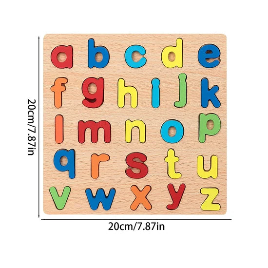 Wooden 3D Alphabet, Numbers & Shapes Learning Board