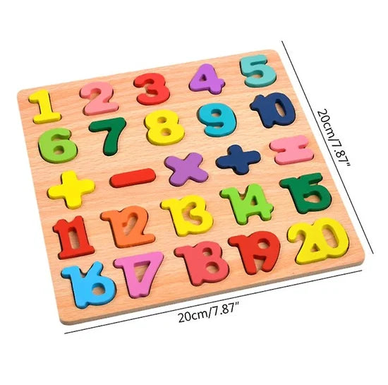 Wooden 3D Alphabet, Numbers & Shapes Learning Board