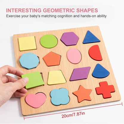 Wooden 3D Alphabet, Numbers & Shapes Learning Board
