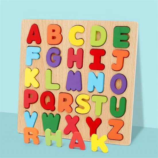 Wooden 3D Alphabet, Numbers & Shapes Learning Board