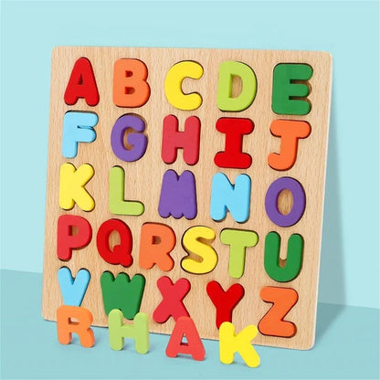 Wooden 3D Alphabet, Numbers & Shapes Learning Board