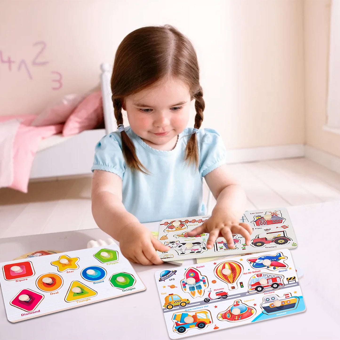 Wooden Leaning knob board Puzzle RMSK-3844